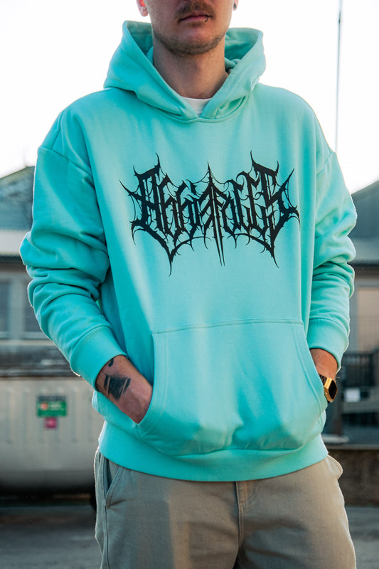 Oversize Beryl Blue Logo Hoodie