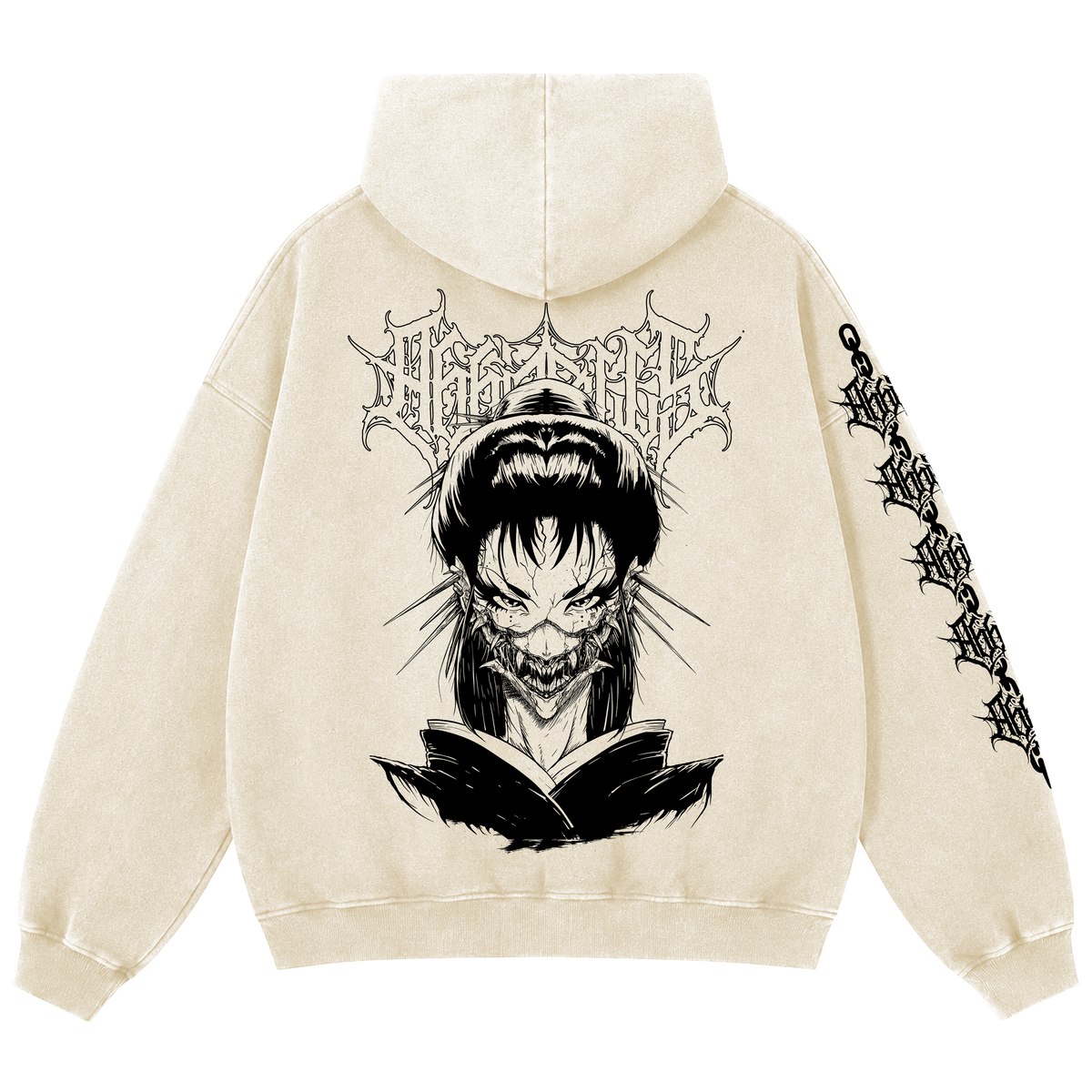 HEAVY "Fluffy" White Sand Geisha hoodie